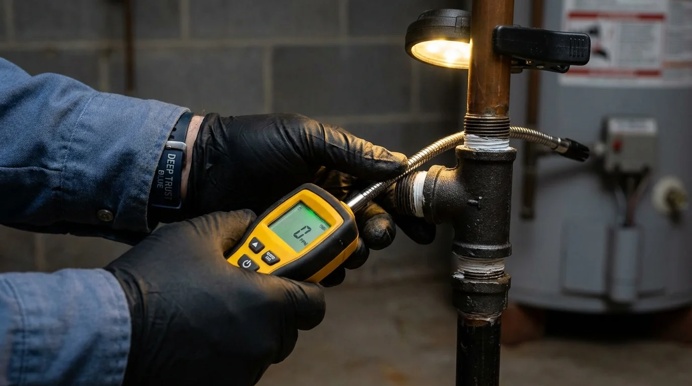 Gas leak detection with electronic sniffer by Johns Plumbing LLC in La Vernia
